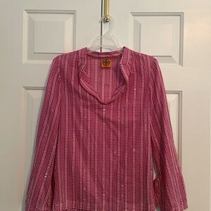 Pink with sparkles Tory Burch tunic like top. Size 2